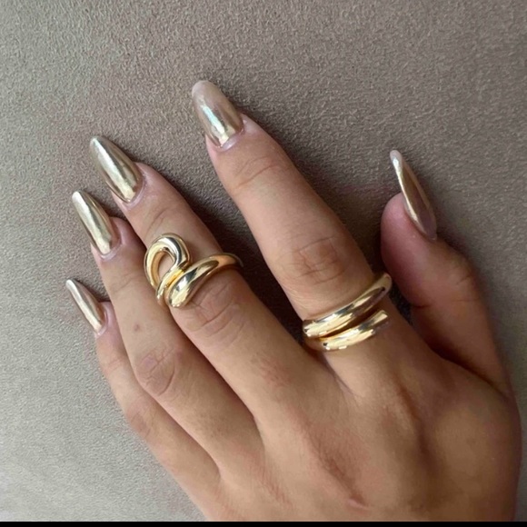 2 Yellow Gold Ring Set Copper Fashion Jewelry - Picture 7 of 12